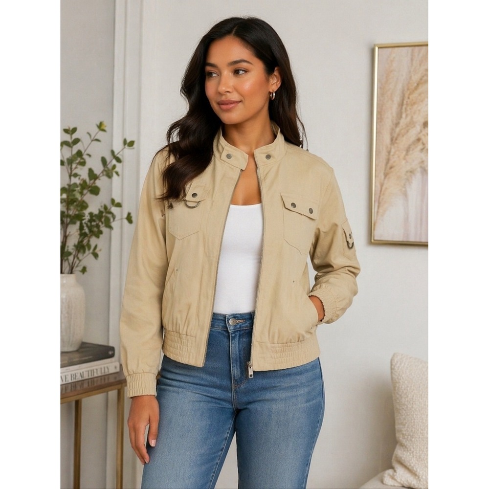 Express Women's Tan Utility Jacket size Small